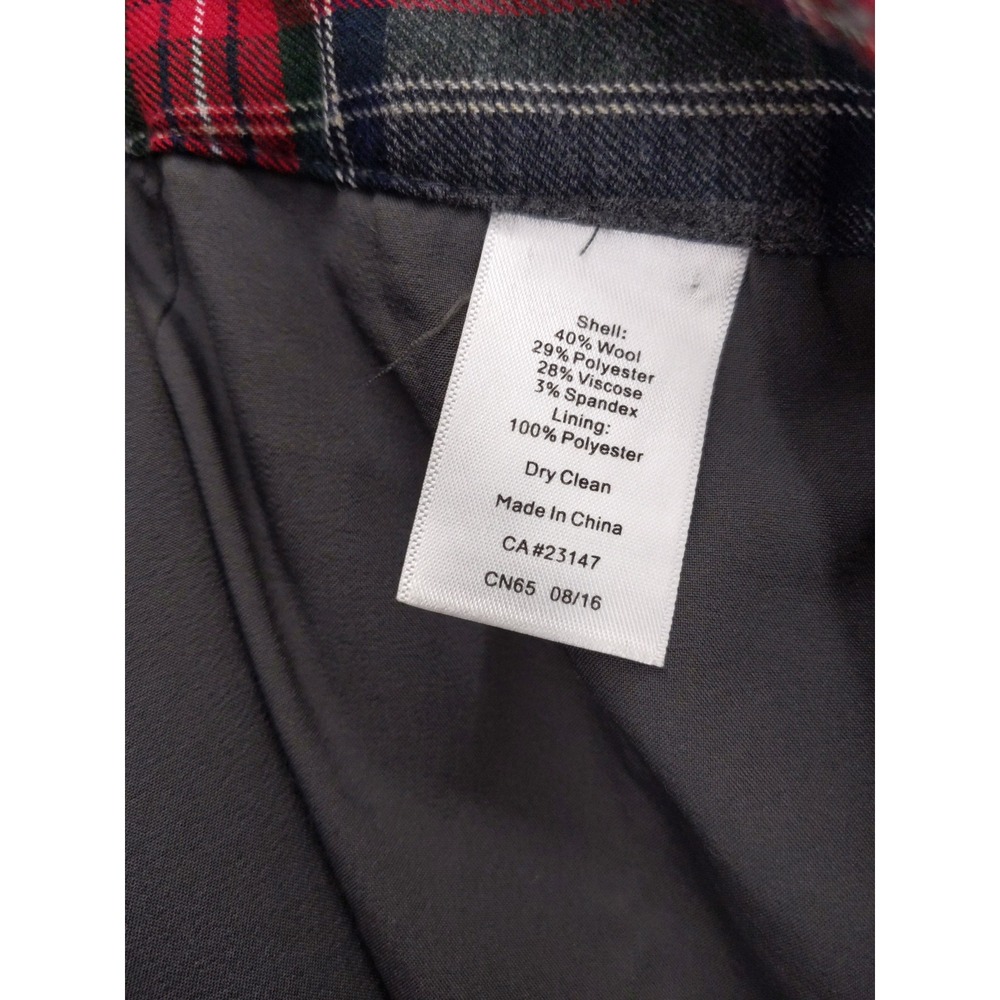 Talbots Plaid‎ Trousers Women 6P Grey Red Wool Blend Straight Leg Lined Pants - Picture 8 of 9